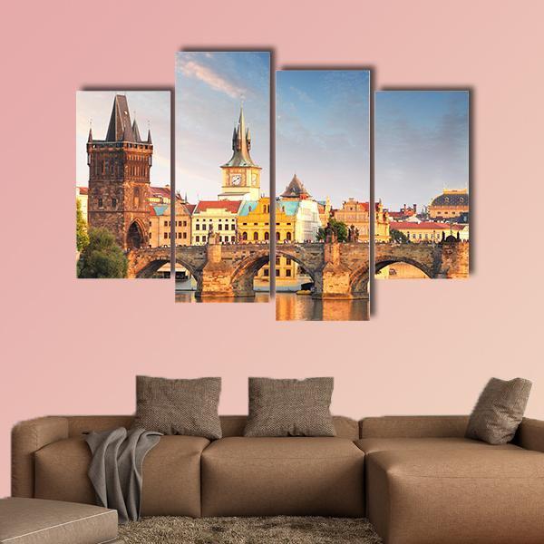 Charles Bridge Prague Canvas Wall Art-4 Pop-Gallery Wrap-50" x 32"-Tiaracle