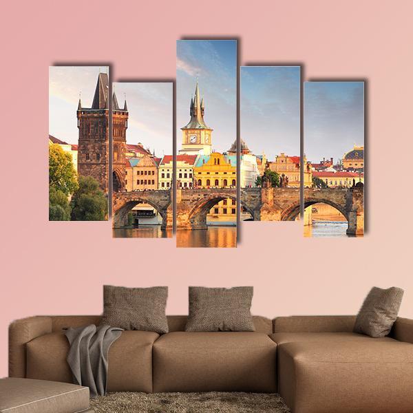 Charles Bridge Prague Canvas Wall Art-5 Pop-Gallery Wrap-47" x 32"-Tiaracle