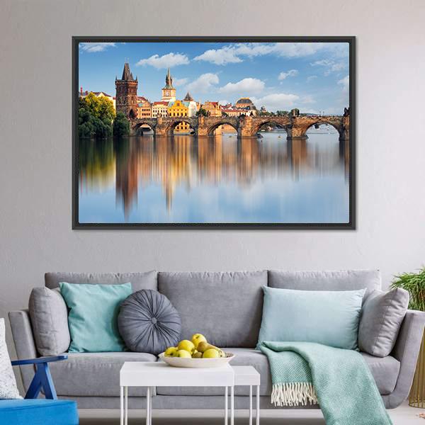 Charles Bridge In Prague Panoramic Canvas Wall Art-1 Piece-36" x 12"-Tiaracle