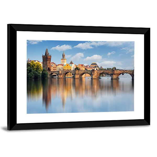 Charles Bridge In Prague Panoramic Canvas Wall Art-1 Piece-36" x 12"-Tiaracle