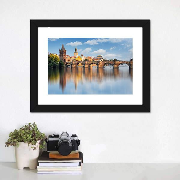 Charles Bridge In Prague Panoramic Canvas Wall Art-1 Piece-36" x 12"-Tiaracle