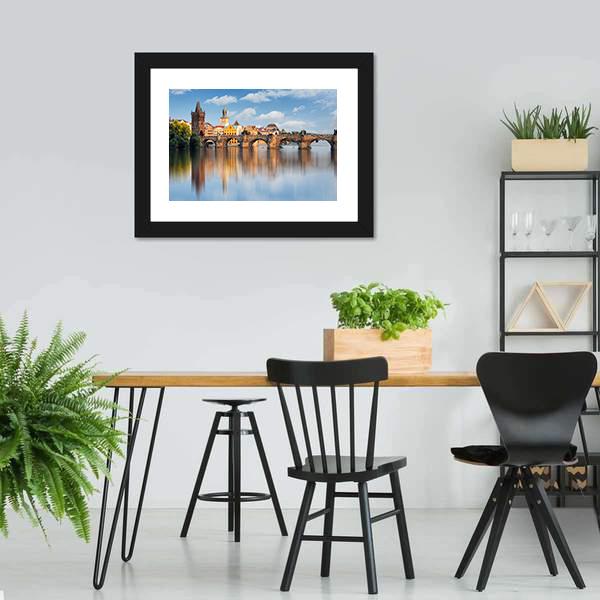 Charles Bridge In Prague Panoramic Canvas Wall Art-1 Piece-36" x 12"-Tiaracle