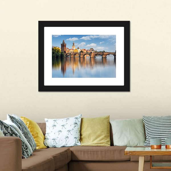 Charles Bridge In Prague Panoramic Canvas Wall Art-1 Piece-36" x 12"-Tiaracle