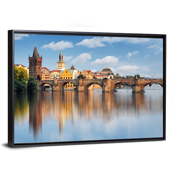Charles Bridge In Prague Panoramic Canvas Wall Art-1 Piece-36" x 12"-Tiaracle