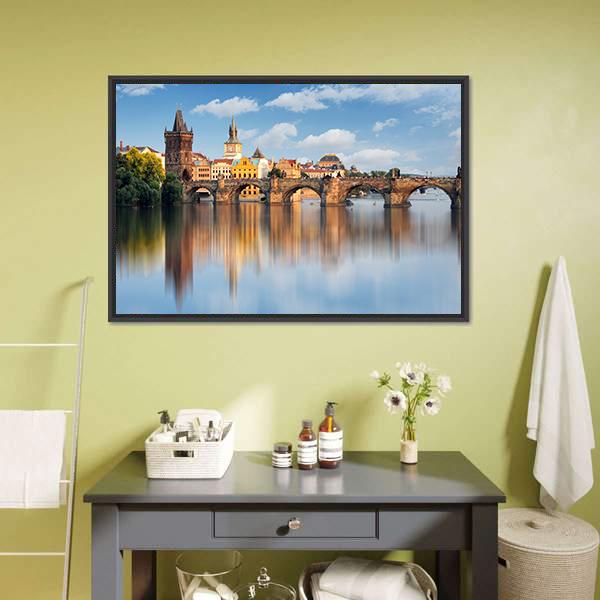 Charles Bridge In Prague Panoramic Canvas Wall Art-1 Piece-36" x 12"-Tiaracle