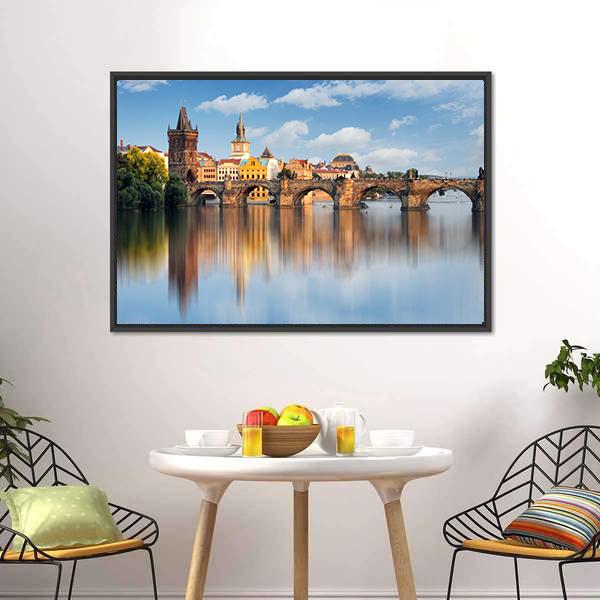 Charles Bridge In Prague Panoramic Canvas Wall Art-1 Piece-36" x 12"-Tiaracle