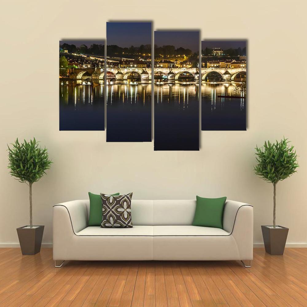 Charles Bridge Canvas Wall Art-4 Pop-Gallery Wrap-50" x 32"-Tiaracle