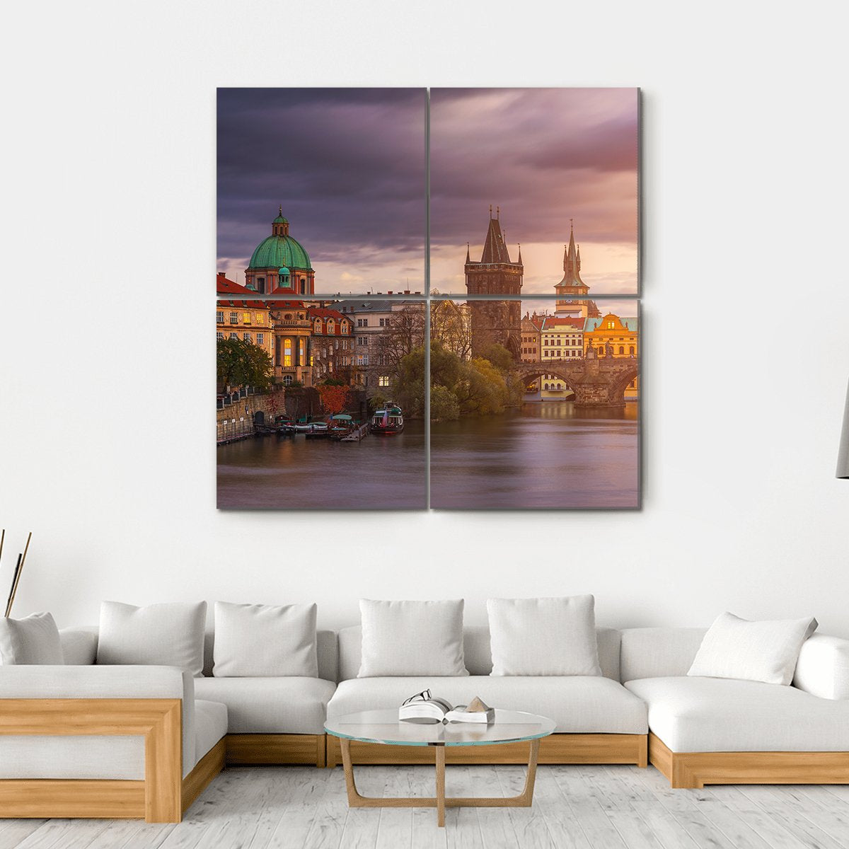 Aerial View Of Old Town Pier Canvas Wall Art-4 Square-Gallery Wrap-17" x 17"-Tiaracle