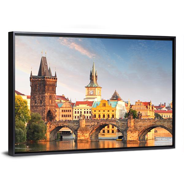 Charles Bridge Prague Canvas Wall Art-3 Horizontal-Gallery Wrap-25" x 16"-Tiaracle