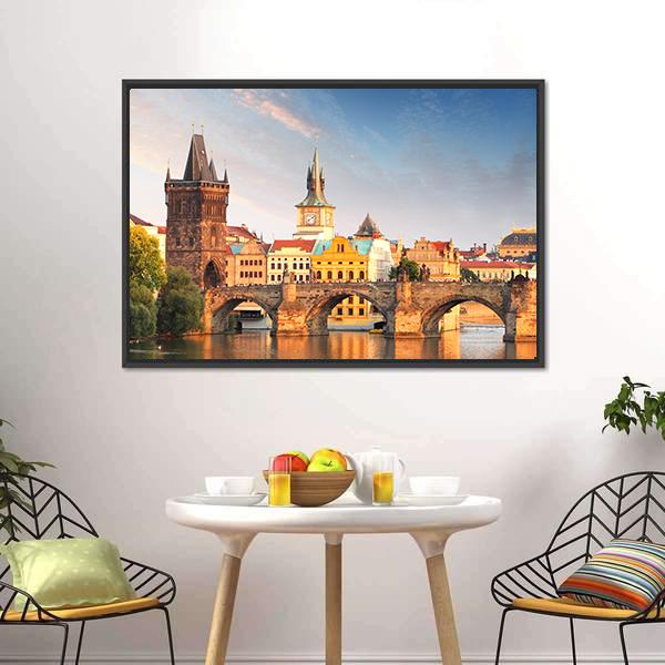 Charles Bridge Prague Canvas Wall Art-3 Horizontal-Gallery Wrap-25" x 16"-Tiaracle