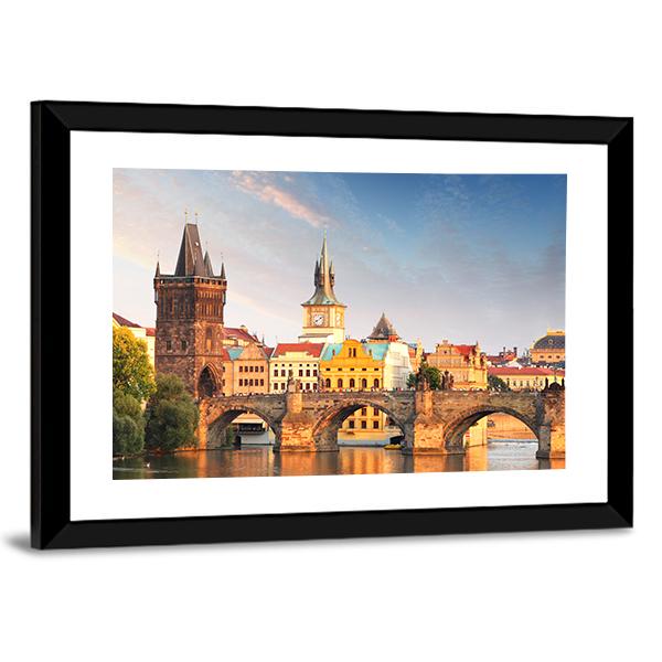 Charles Bridge Prague Canvas Wall Art-3 Horizontal-Gallery Wrap-25" x 16"-Tiaracle