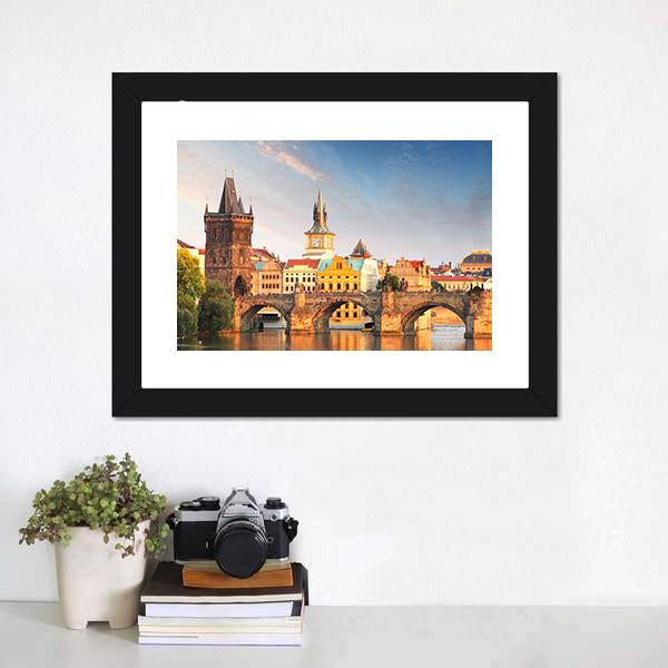 Charles Bridge Prague Canvas Wall Art-1 Piece-Framed Print-20" x 16"-Tiaracle