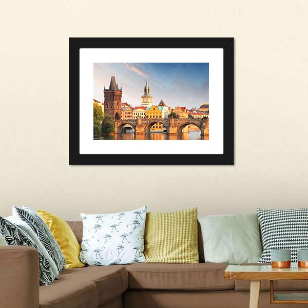 Charles Bridge Prague Canvas Wall Art-3 Horizontal-Gallery Wrap-25" x 16"-Tiaracle