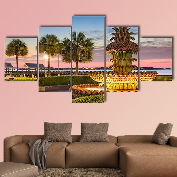 Joe Riley Waterfront Park Canvas Wall Art-5 Star-Gallery Wrap-62&quot; x 32&quot;-Tiaracle