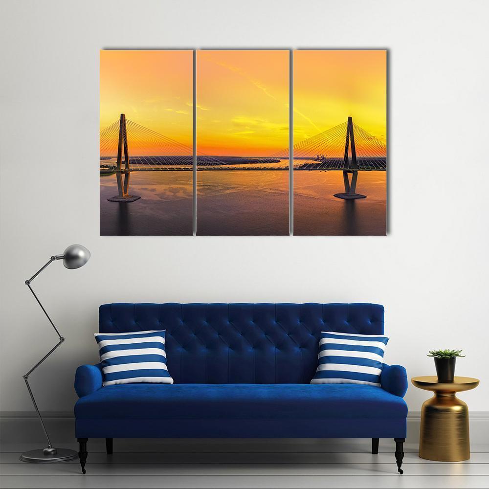 Charleston Bridge Canvas Wall Art-3 Horizontal-Gallery Wrap-37" x 24"-Tiaracle