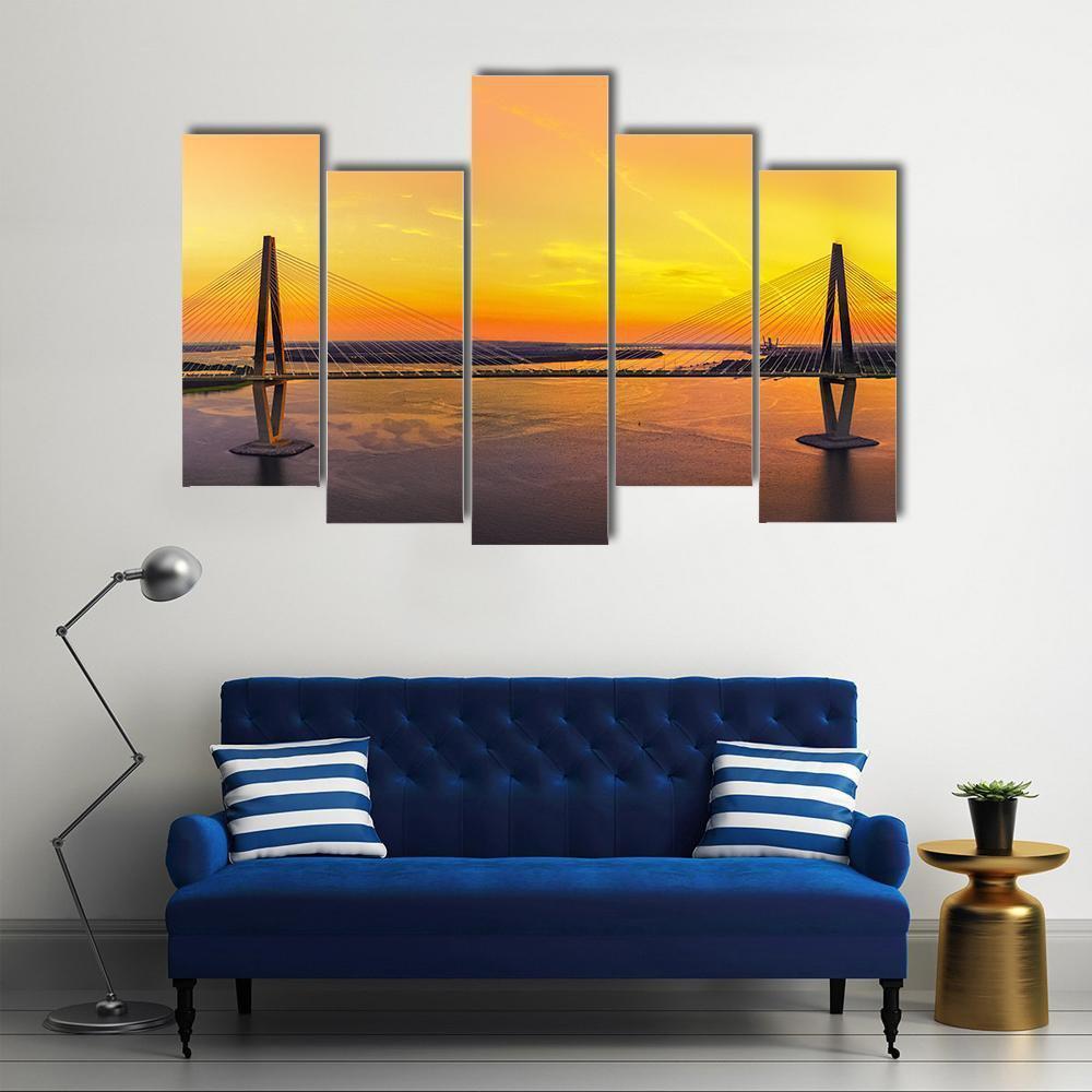 Charleston Bridge Canvas Wall Art-5 Pop-Gallery Wrap-47" x 32"-Tiaracle