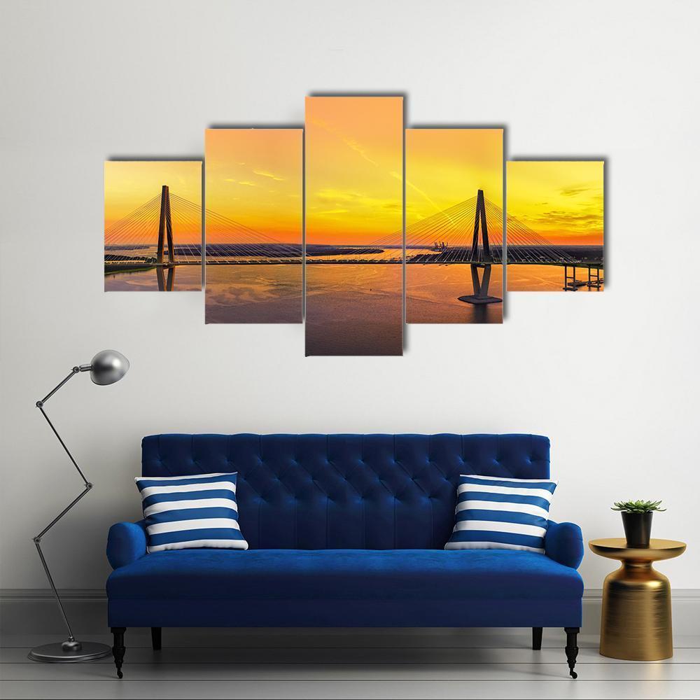 Charleston Bridge Canvas Wall Art-5 Star-Gallery Wrap-62" x 32"-Tiaracle