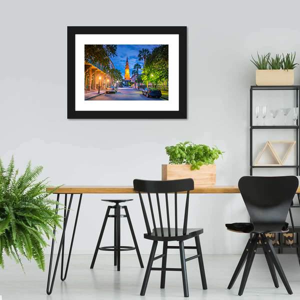 Charleston Downtown Canvas Wall Art-3 Horizontal-Gallery Wrap-25" x 16"-Tiaracle