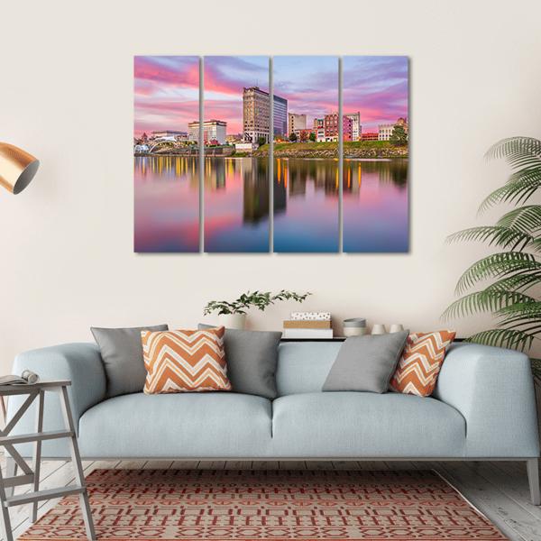 Charleston Downtown Skyline Canvas Wall Art-4 Horizontal-Gallery Wrap-34" x 24"-Tiaracle