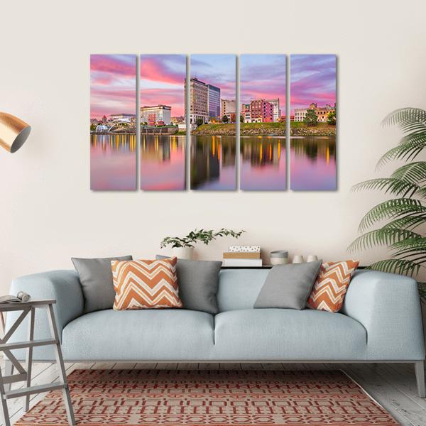 Charleston Downtown Skyline Canvas Wall Art-5 Horizontal-Gallery Wrap-22" x 12"-Tiaracle
