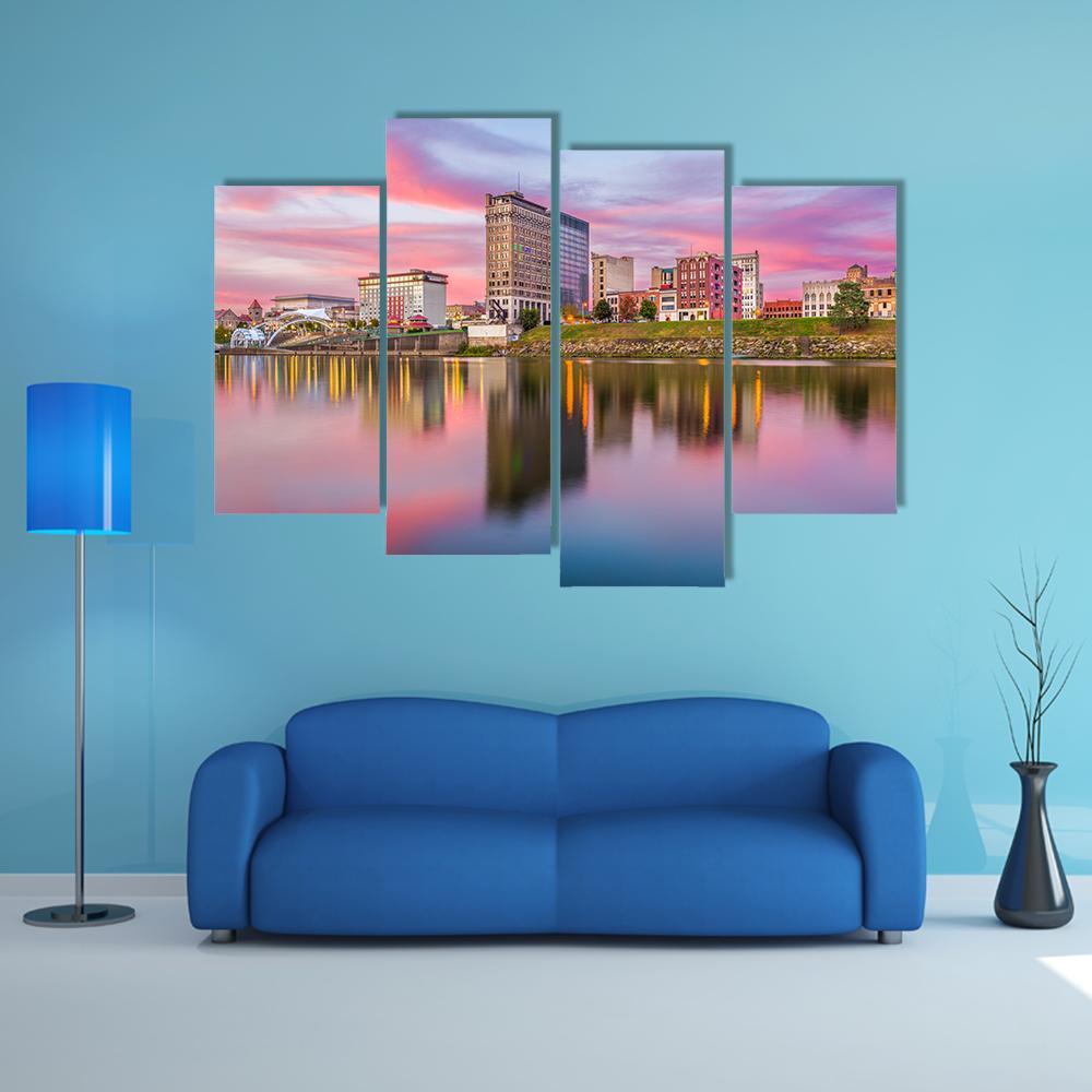 Charleston Downtown Skyline Canvas Wall Art-4 Pop-Gallery Wrap-50" x 32"-Tiaracle