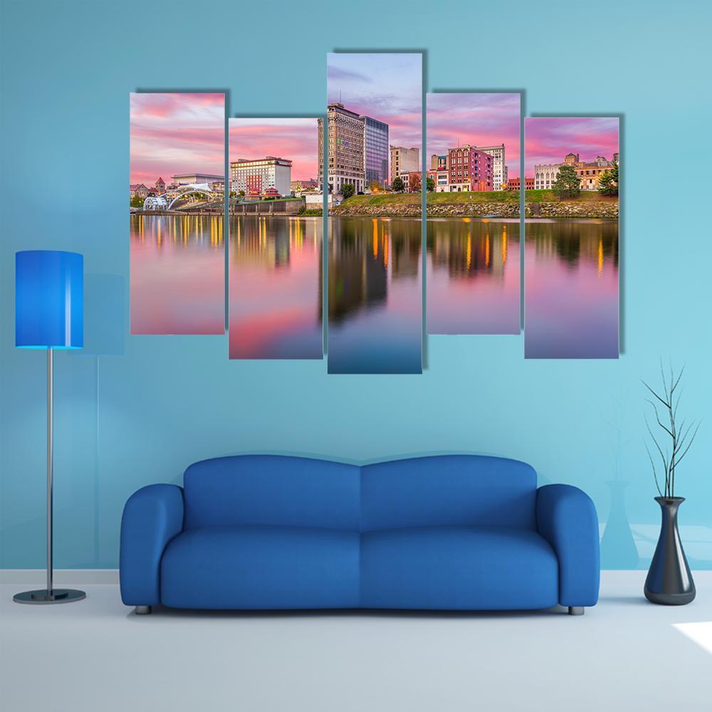 Charleston Downtown Skyline Canvas Wall Art-5 Pop-Gallery Wrap-47" x 32"-Tiaracle