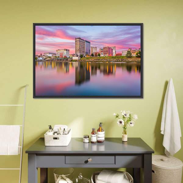 Charleston Downtown Skyline Panoramic Canvas Wall Art-1 Piece-36" x 12"-Tiaracle