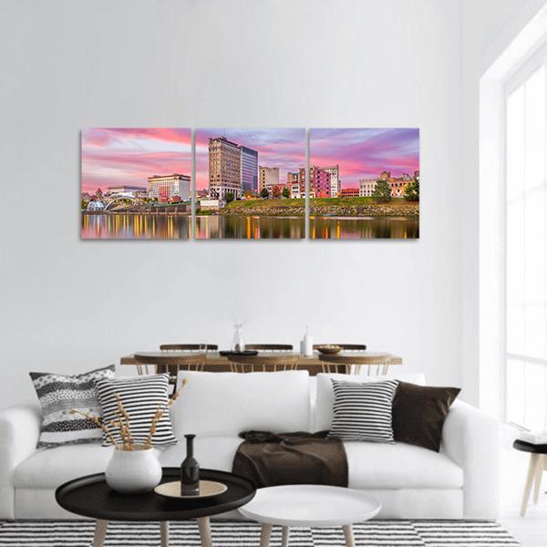 Charleston Downtown Skyline Panoramic Canvas Wall Art-3 Piece-25" x 08"-Tiaracle