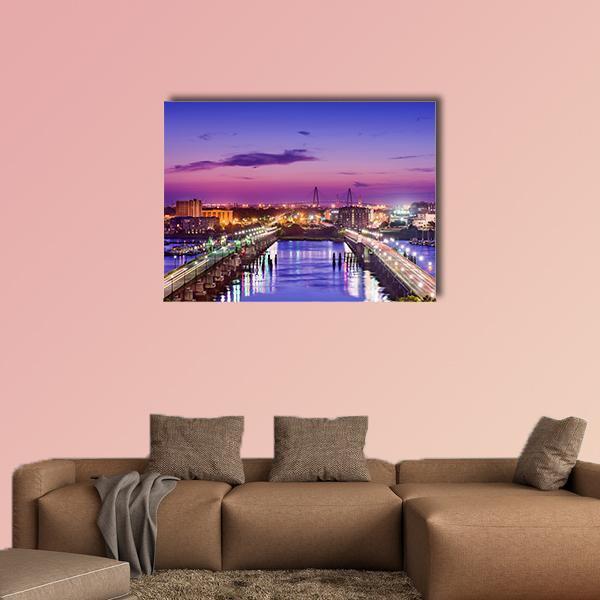 Charleston Skyline Canvas Wall Art-1 Piece-Gallery Wrap-48" x 32"-Tiaracle
