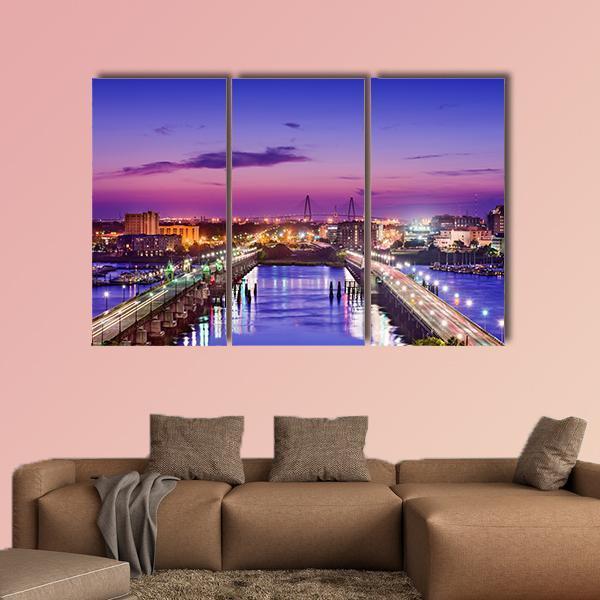 Charleston Skyline Canvas Wall Art-3 Horizontal-Gallery Wrap-37" x 24"-Tiaracle