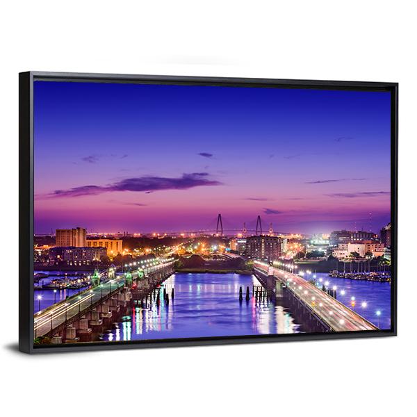 Charleston Skyline Canvas Wall Art-3 Horizontal-Gallery Wrap-25" x 16"-Tiaracle