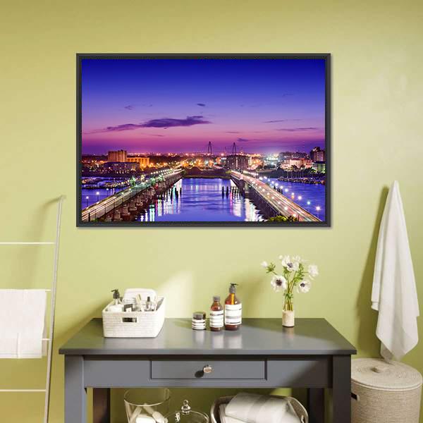 Charleston Skyline Canvas Wall Art-3 Horizontal-Gallery Wrap-25" x 16"-Tiaracle