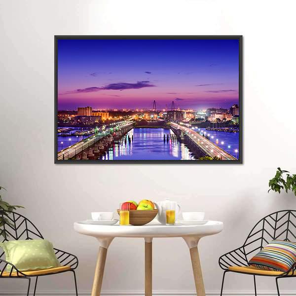 Charleston Skyline Canvas Wall Art-3 Horizontal-Gallery Wrap-25" x 16"-Tiaracle