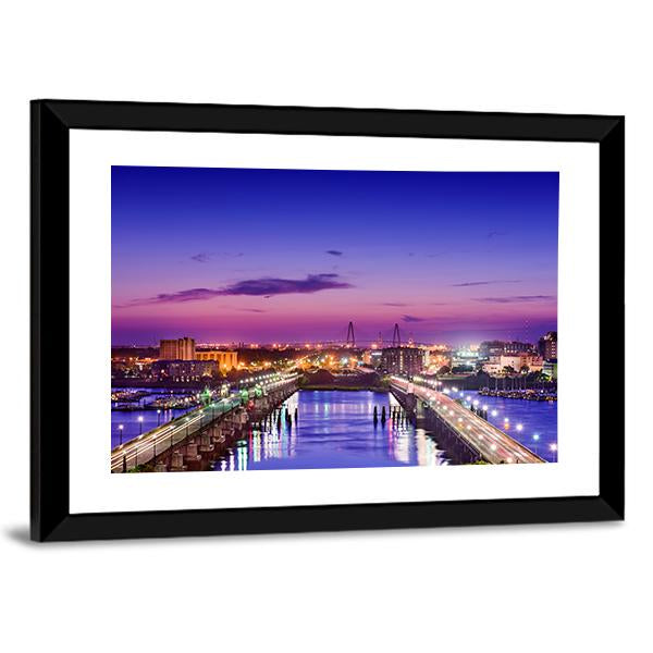 Charleston Skyline Canvas Wall Art-3 Horizontal-Gallery Wrap-25" x 16"-Tiaracle
