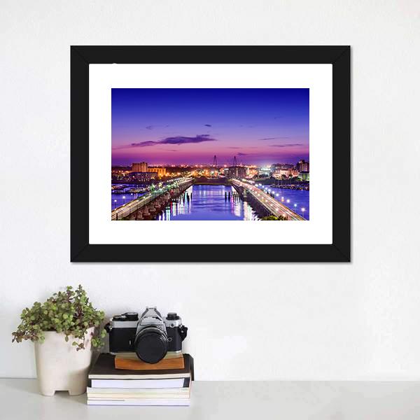 Charleston Skyline Canvas Wall Art-1 Piece-Framed Print-20" x 16"-Tiaracle