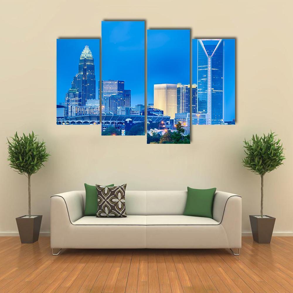 Charlotte Financial District Canvas Wall Art-4 Pop-Gallery Wrap-50" x 32"-Tiaracle