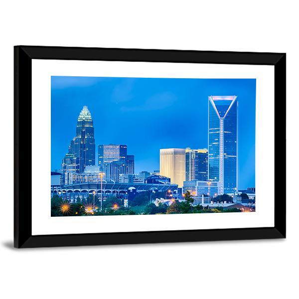 Charlotte Financial District Canvas Wall Art-3 Horizontal-Gallery Wrap-25" x 16"-Tiaracle