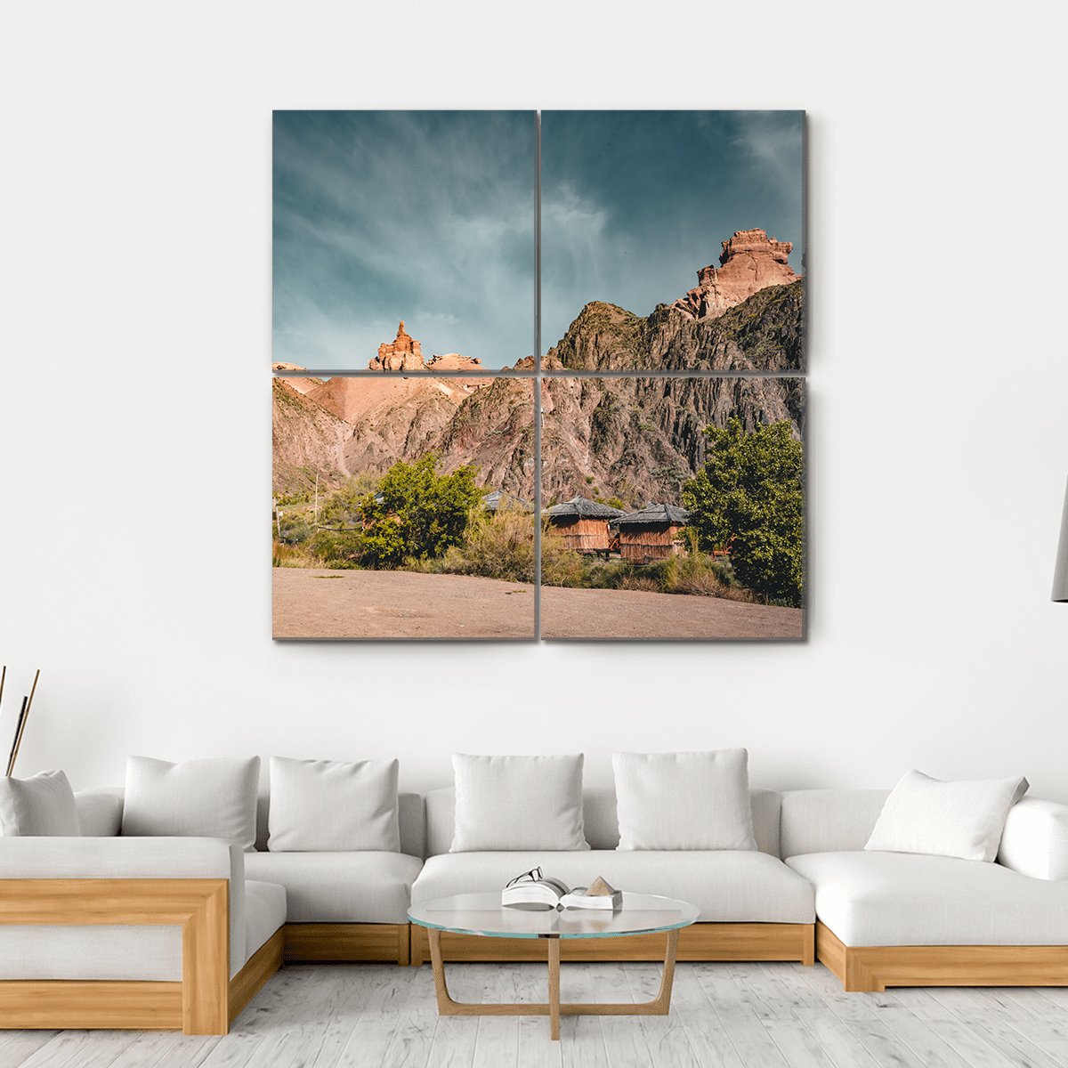 Charyn Canyon Canvas Wall Art-4 Square-Gallery Wrap-17" x 17"-Tiaracle
