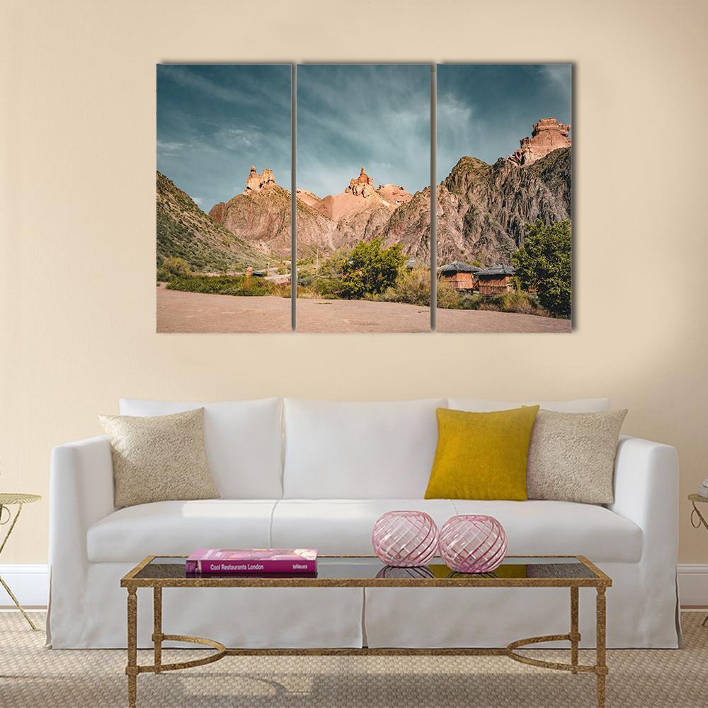 Charyn Canyon Canvas Wall Art-3 Horizontal-Gallery Wrap-37" x 24"-Tiaracle