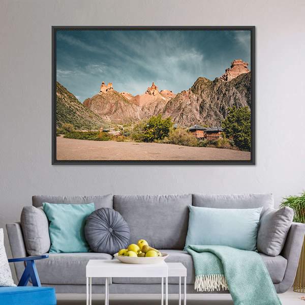 Charyn Canyon Canvas Wall Art-3 Horizontal-Gallery Wrap-25" x 16"-Tiaracle
