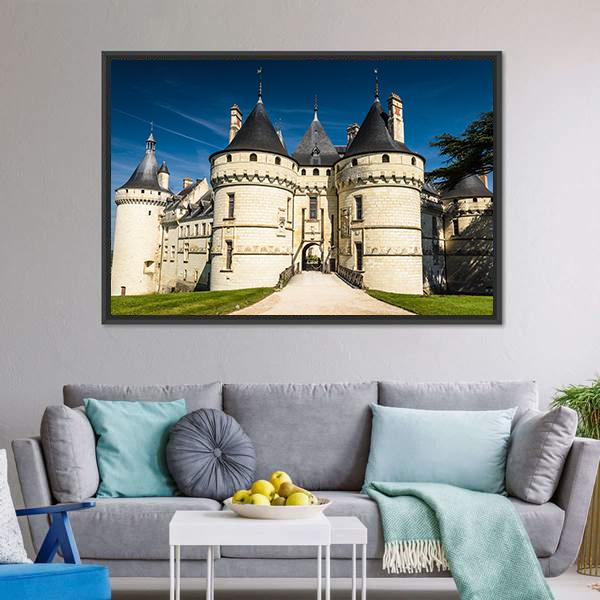 Chateau De Chaumont Canvas Wall Art-1 Piece-Floating Frame-24" x 16"-Tiaracle