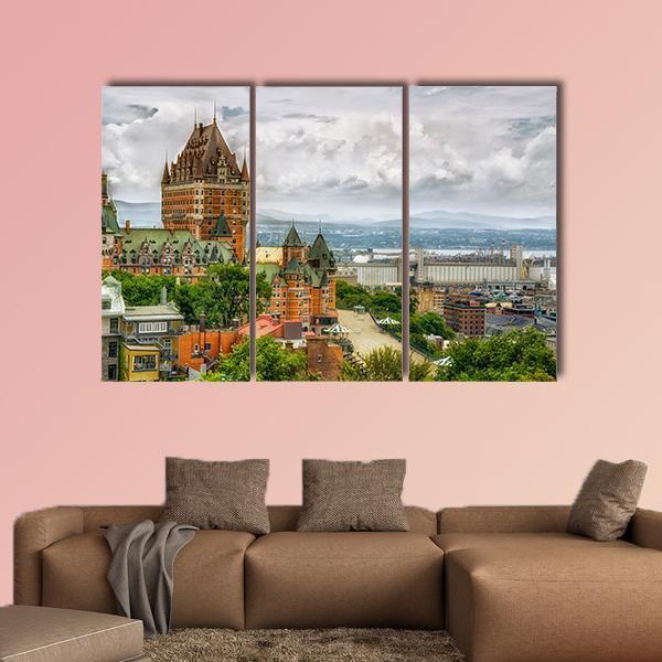Chateau Frontenac In Quebec Canvas Wall Art-3 Horizontal-Gallery Wrap-37" x 24"-Tiaracle