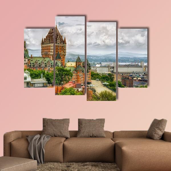 Chateau Frontenac In Quebec Canvas Wall Art-4 Pop-Gallery Wrap-50" x 32"-Tiaracle