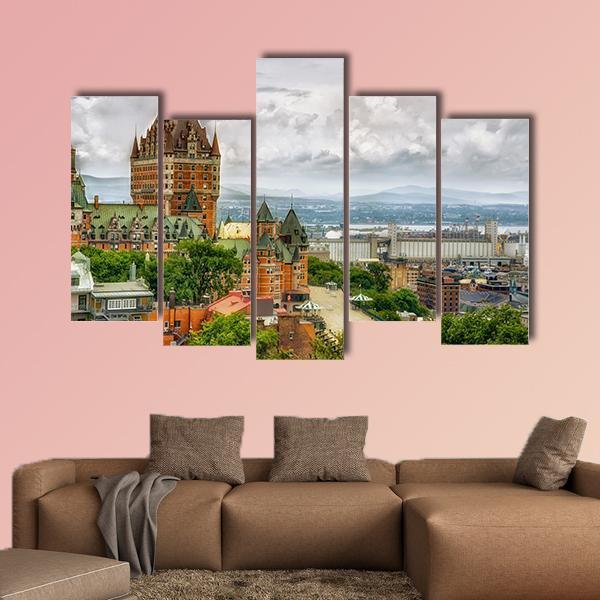 Chateau Frontenac In Quebec Canvas Wall Art-5 Pop-Gallery Wrap-47" x 32"-Tiaracle