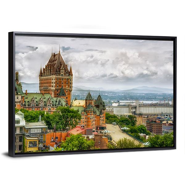 Chateau Frontenac In Quebec Canvas Wall Art-3 Horizontal-Gallery Wrap-25" x 16"-Tiaracle