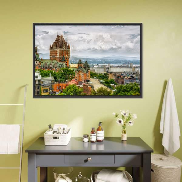 Chateau Frontenac In Quebec Canvas Wall Art-3 Horizontal-Gallery Wrap-25" x 16"-Tiaracle