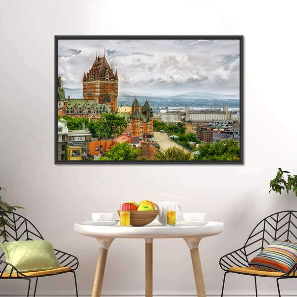 Chateau Frontenac In Quebec Canvas Wall Art-3 Horizontal-Gallery Wrap-25" x 16"-Tiaracle