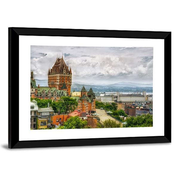 Chateau Frontenac In Quebec Canvas Wall Art-3 Horizontal-Gallery Wrap-25" x 16"-Tiaracle