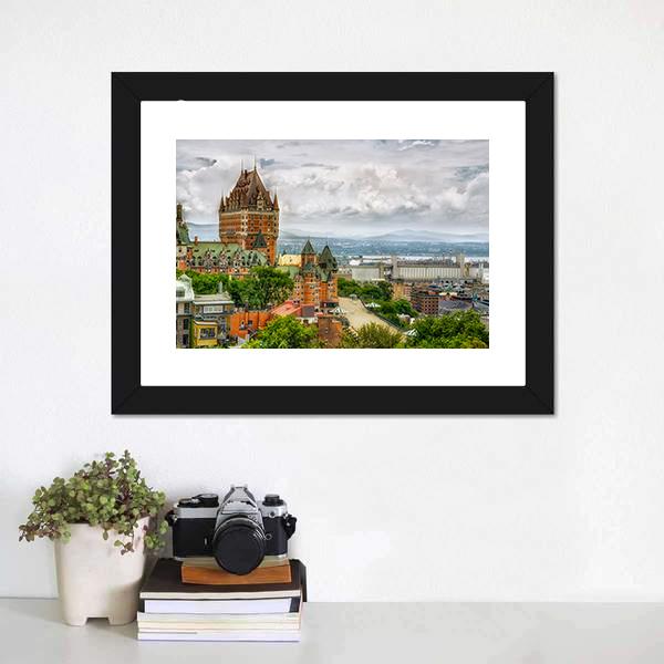 Chateau Frontenac In Quebec Canvas Wall Art-1 Piece-Framed Print-36" x 24"-Tiaracle