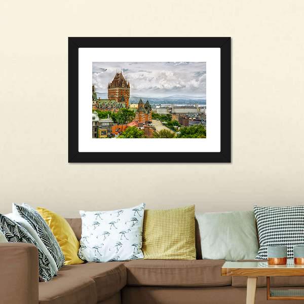 Chateau Frontenac In Quebec Canvas Wall Art-3 Horizontal-Gallery Wrap-25" x 16"-Tiaracle